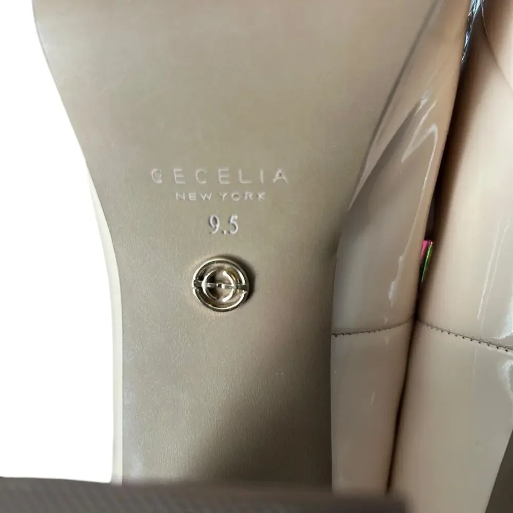 Cecelia New York Pinky Platform Penny Loafer Womens 9.5 Beige Patent Leather NEW